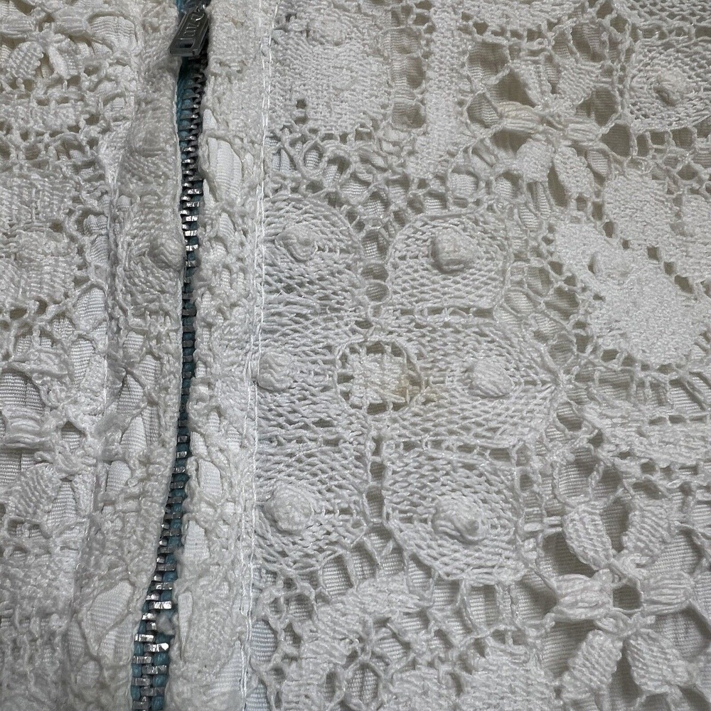 Vintage 60's Blue Pink Floral Print White Lace Prairie Boho Maxi Dress Small - Picture 8 of 12